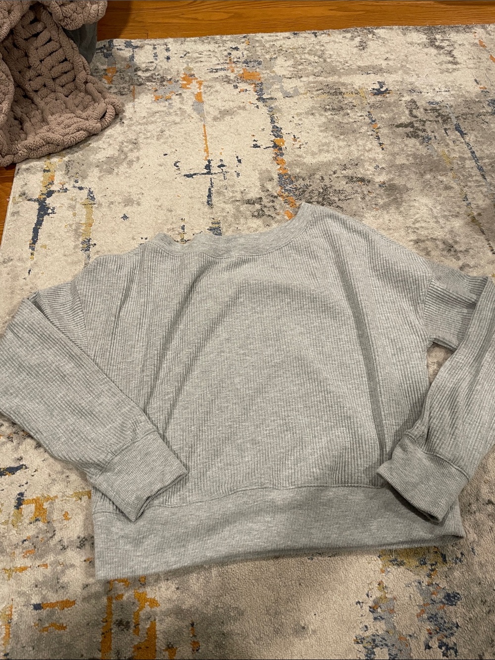 DSG Light Gray Ribbed Crewneck off the shoulder top